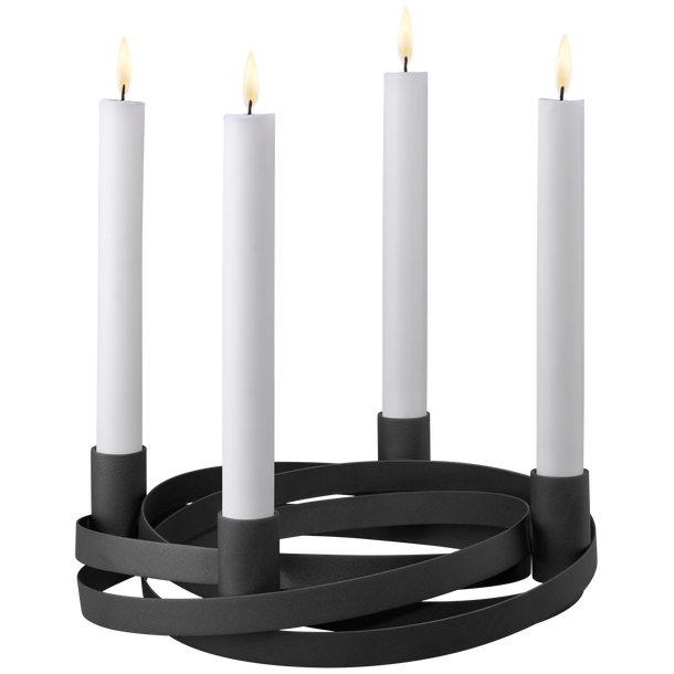 Ribbons Candleholder for 4 candles, black, large