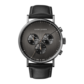 <p>KOPPEL - 41 mm 腕錶，石英機芯，深灰色錶盤搭配黑色皮革錶帶<br /><br /></p>