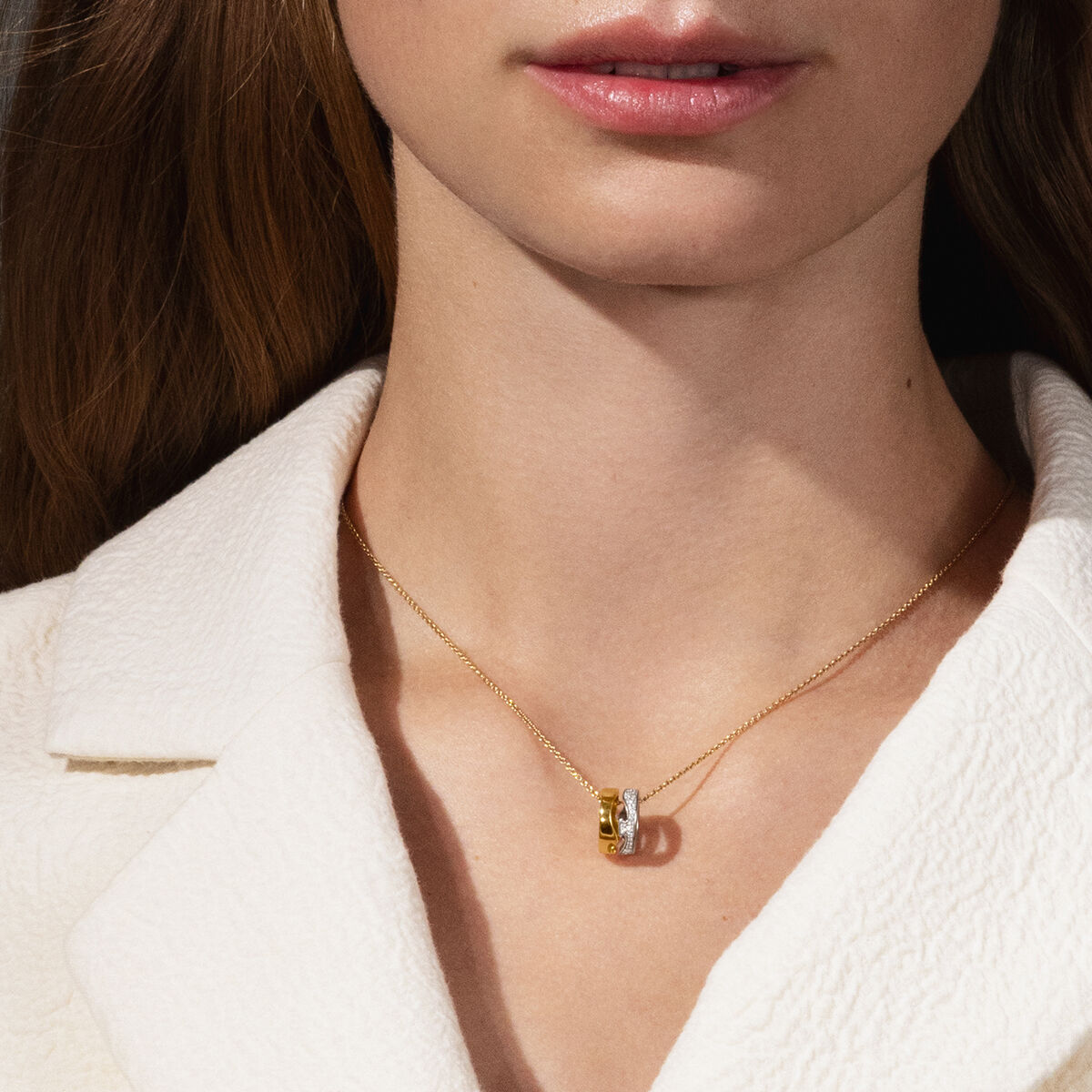 Fusion open pendant in 18kt yellow and white gold Jensen