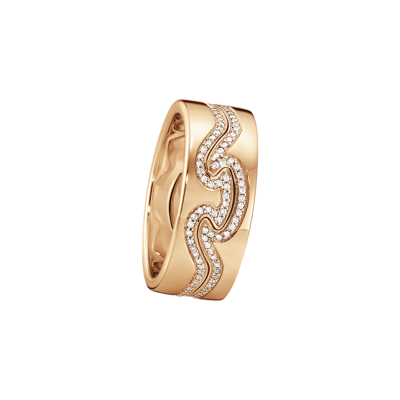 FUSION 2-piece ring - 18 kt. rose gold with brilliant cut diamonds
