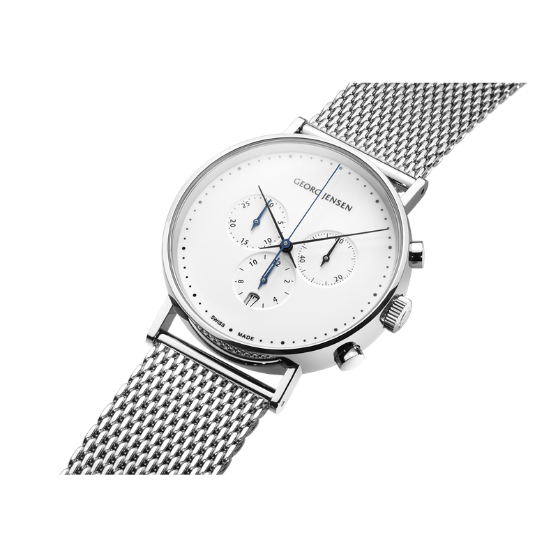 KOPPEL - 41公釐，計時錶，白色錶盤，鋼質鍊帶