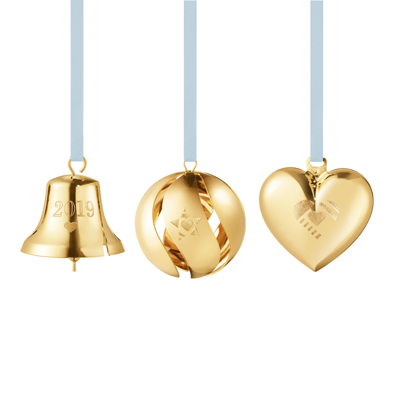 2020 Georg Jensen Christmas Holiday Ornament Gold Plated Brass Bell