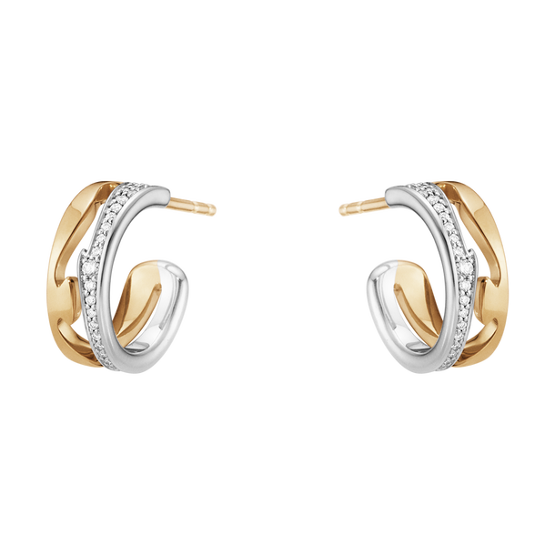 FUSION オープンイヤーフープ - 18K ホワイト & ローズゴールド、パヴェセットダイヤモンド