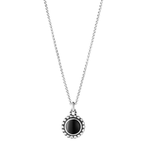 MOONLIGHT BLOSSOM, hängsmycke i oxiderat sterlingsilver med svart onyx