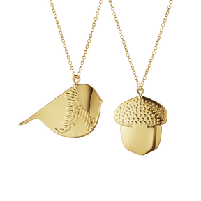 2018 Ornament Acorn and Winter Bird set - gold plated