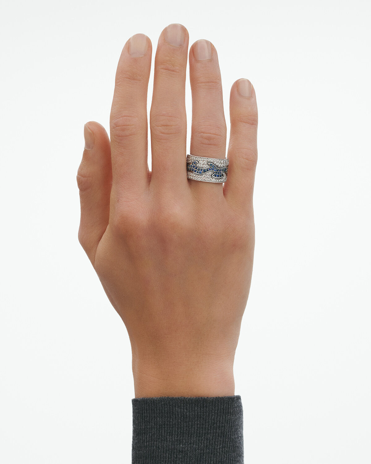 Fusion 3 piece ring with blue sapphire and diamonds | Georg Jensen