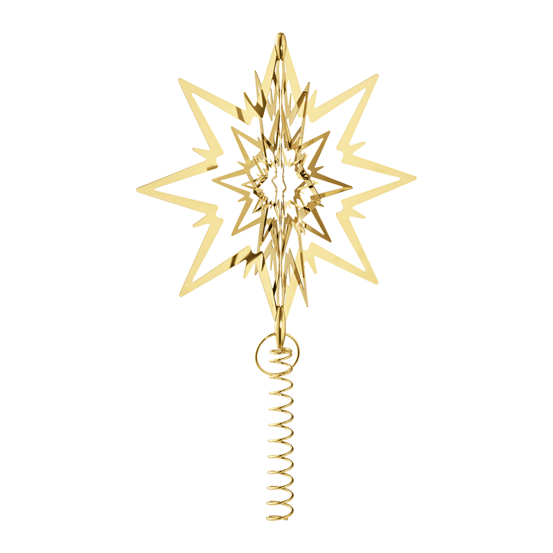 Christmas Tree Star Topper Gold Plated Large Georg Jensen Swarovski crystal christmas star tree topper. top star large