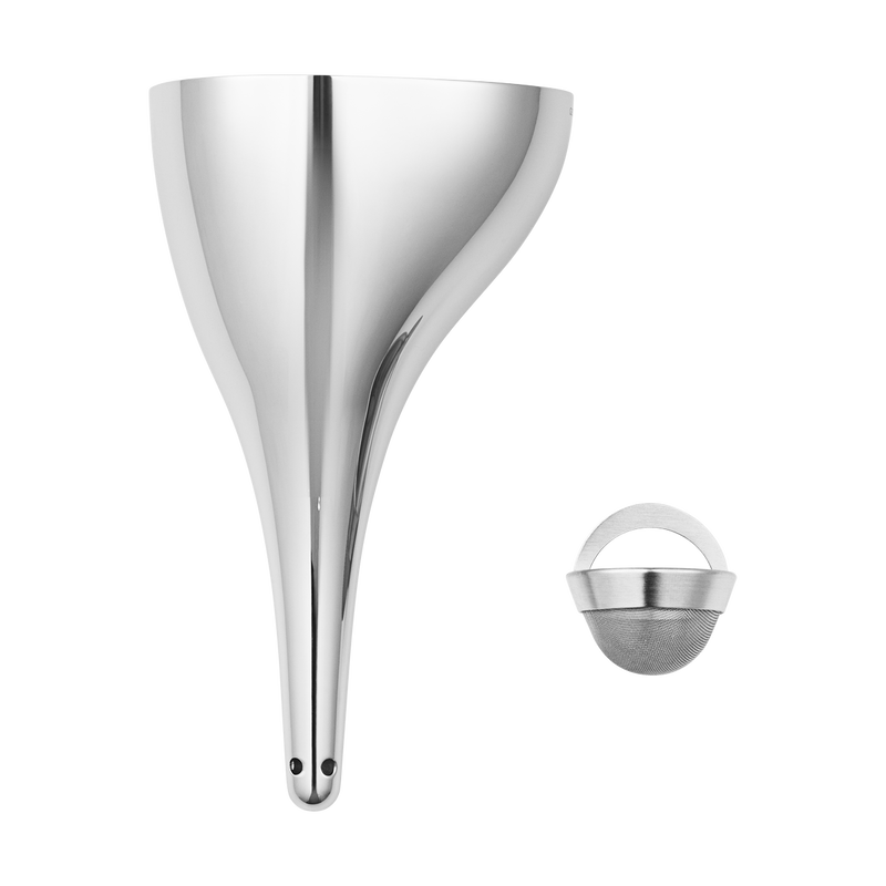 SKY aerating funnel with filter in stainless steel, mirror