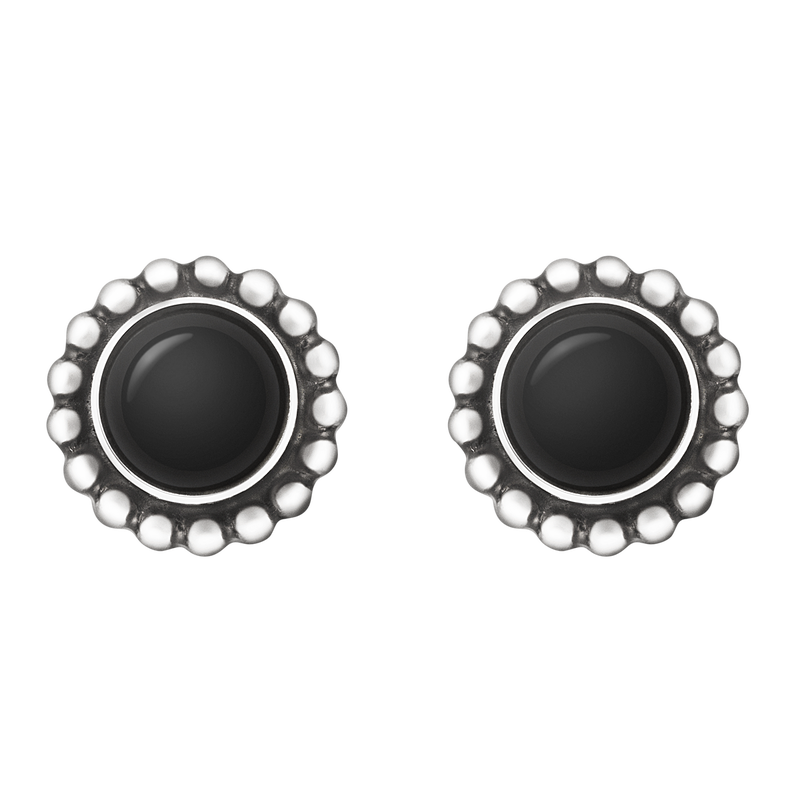 MOONLIGHT BLOSSOM earrings - sterling silver with black onyx