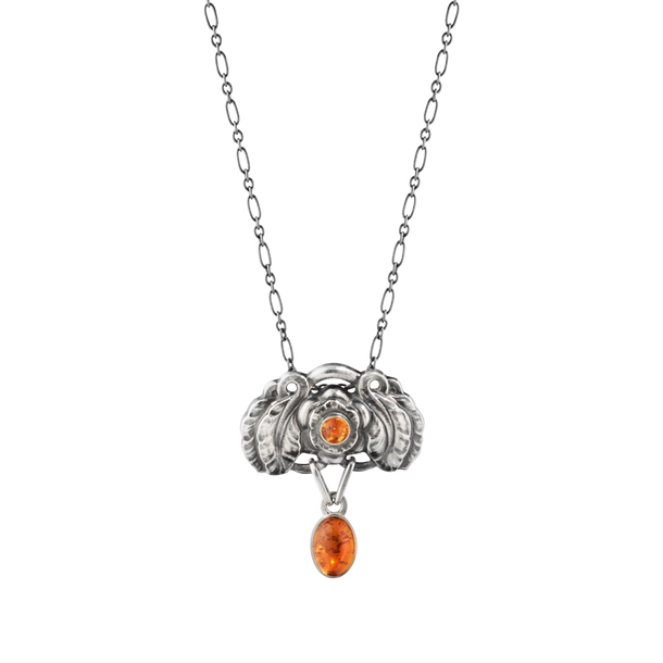 193 號純銀和琥珀胸針吊墜