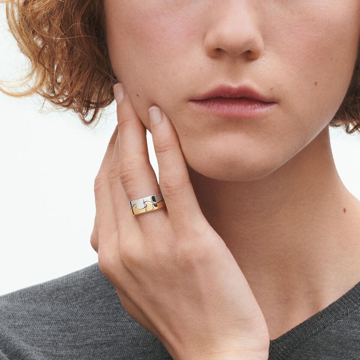 Fusion 2ピースリング、18K ホワイト＆イエローゴールド