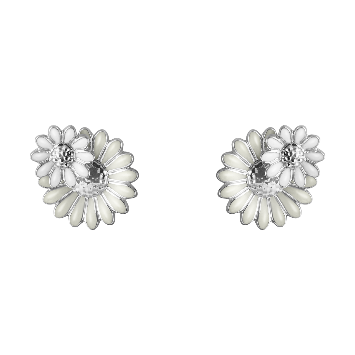 DAISY Earrings in rhodiumplated sterling silver and white enamel