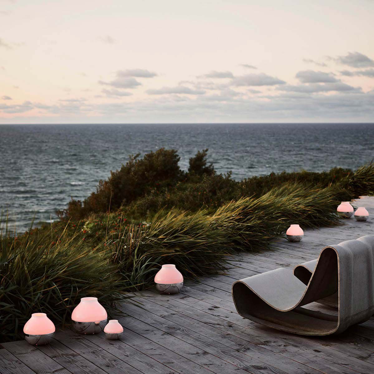 KOPPEL hurricane modern glass and stainless steel candle holder