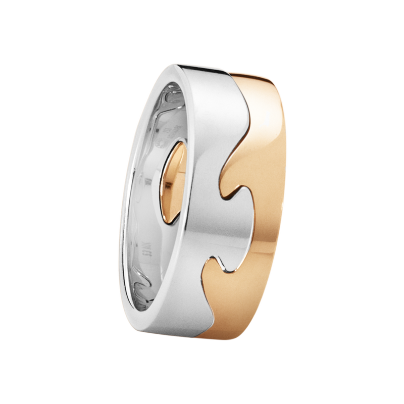 Fusion two-piece ring in 18kt white and rose gold