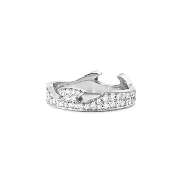 Fusion 2 piece ring in white gold with brilliant cut
