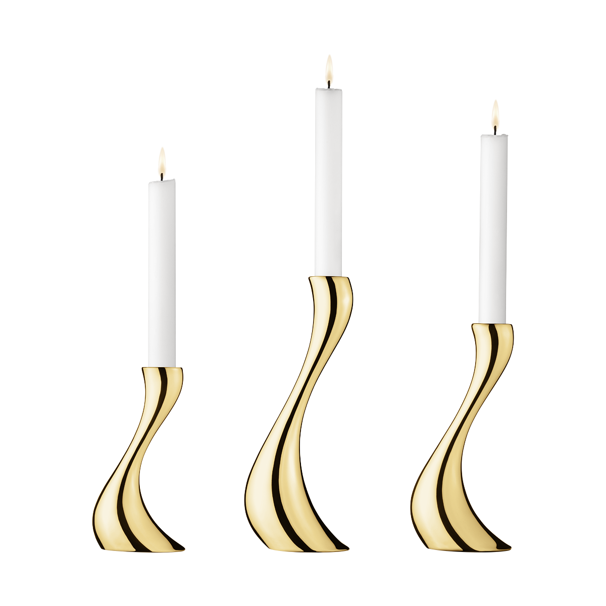 Georg Jensen Cobra Candleholder Set Gold Plated Stainless Steel