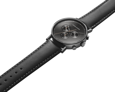 KOPPEL - 41 mm 腕錶，石英機芯，深灰色錶盤搭配黑色皮革錶帶
