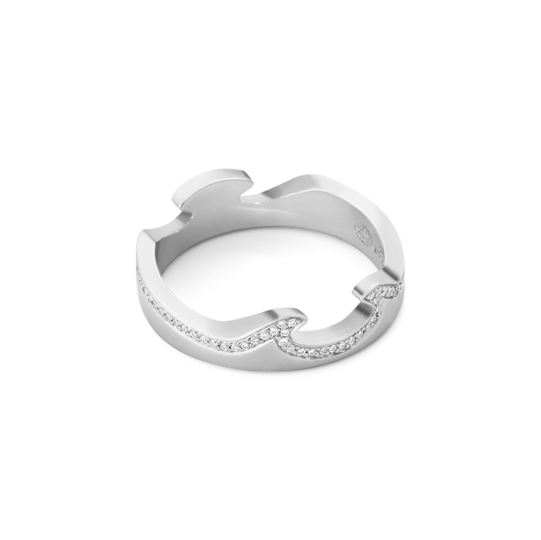 Fusion Ring in 18kt white gold, brilliant-cut diamonds and Hyceram