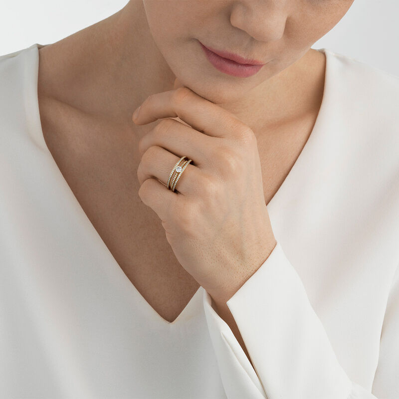 Halo Yellow Gold Solitaire Ring With Diamonds Georg Jensen