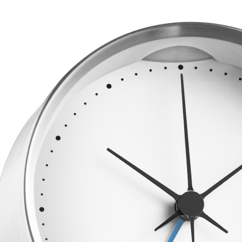 Hk Clock W Alarm Steel White 10 Cm Georg Jensen Hk Clock W Alarm Steel White 10 Cm, Wall Alarm Clock