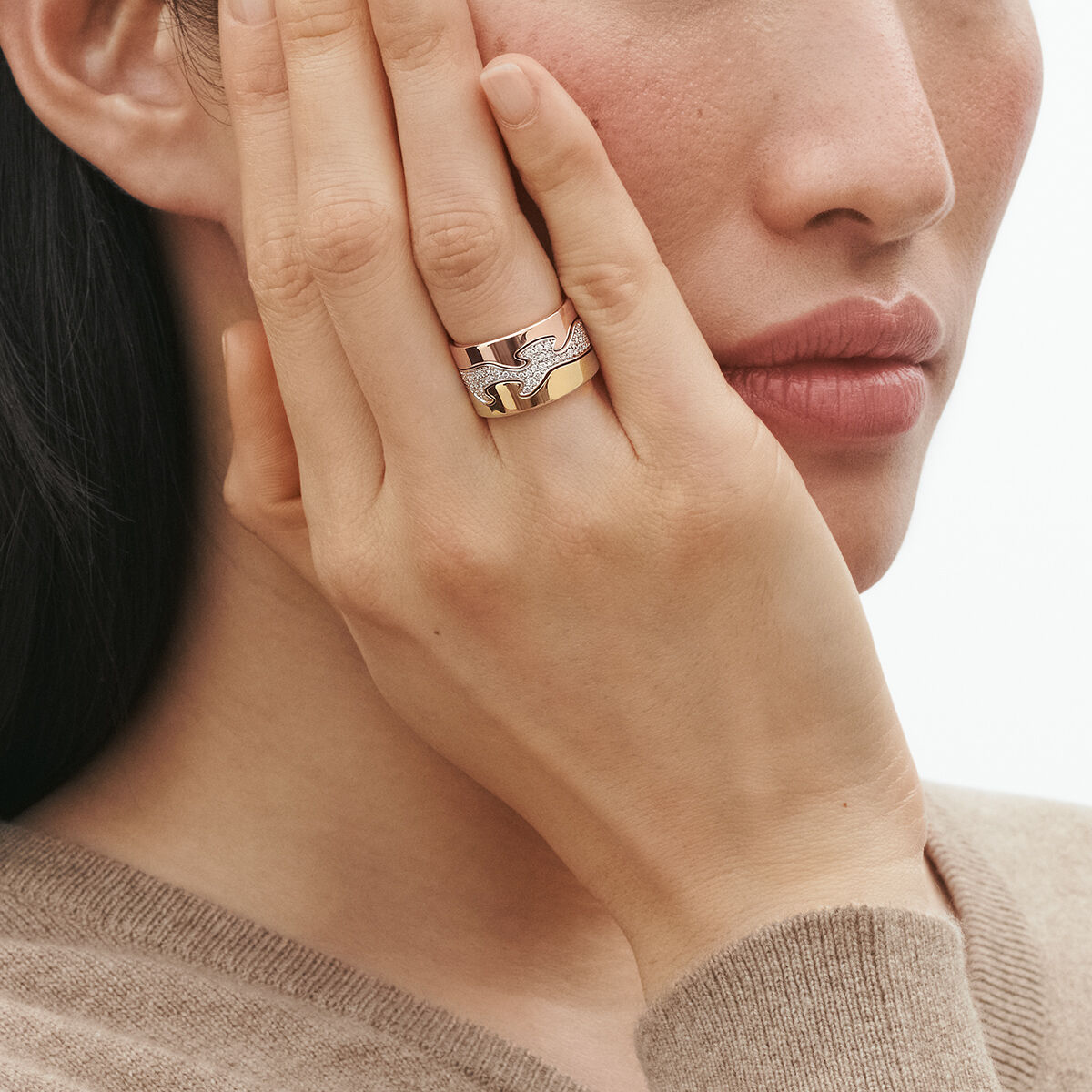 Fusion 3 piece 18kt. gold ring with brilliant cut diamonds