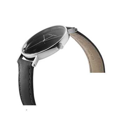 KOPPEL - 38公釐，石英，黑色錶盤，黑色皮質錶帶