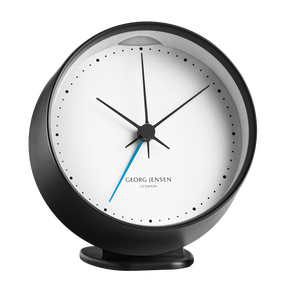 HK CLOCK w. alarm, black-white, 10 cm
