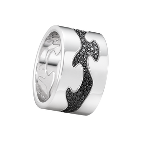 FUSION 3-piece ring - 18 kt. white gold with black diamonds