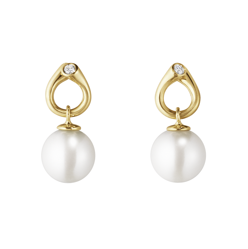 MAGIC earrings - 18 kt. yellow gold with pearls and diamonds