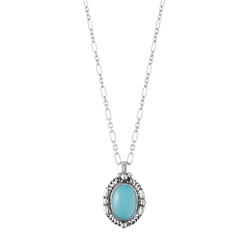 1995 年度heritage 項鍊 純銀 海水藍玉髓 Georg Jensen 喬治傑生