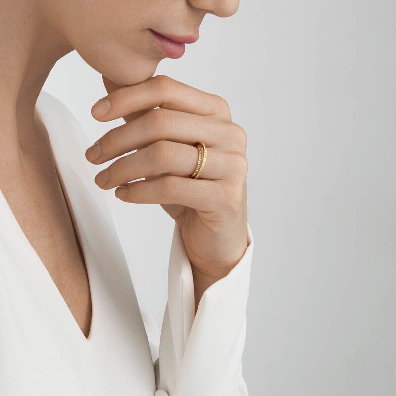 Halo Yellow Gold Double Ring With Diamonds Georg Jensen