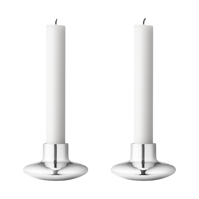 set 2 stainless steel candleholders | Georg Jensen