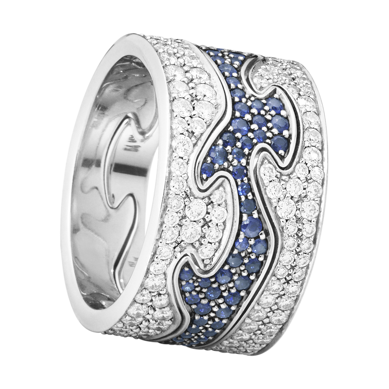 Fusion 3 piece ring with blue sapphire and diamonds Georg Jensen