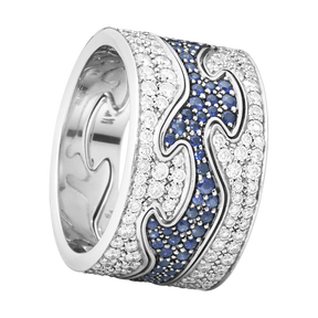 Fusion 3 piece ring with blue sapphire and diamonds | Georg Jensen