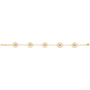 DAISY bracelet with double sided daisies in gold plate and white enamel