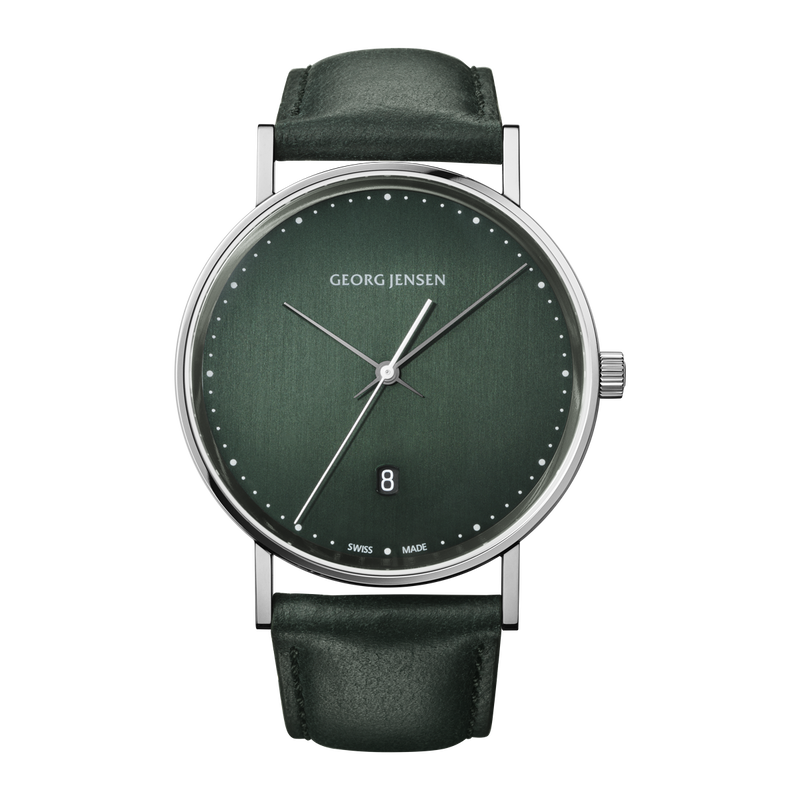 KOPPEL - 41 mm, quartzverk med grön urtavla och grön läderrem KOPPEL - 41 mm, quartzverk med grön urtavla och grön läderrem