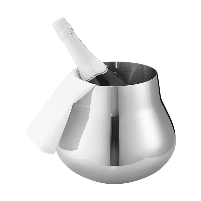 SKY champagne & wine cooler in stainless steel, mirror