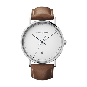 KOPPEL - 41公釐，石英，白色錶盤，棕色皮質錶帶
