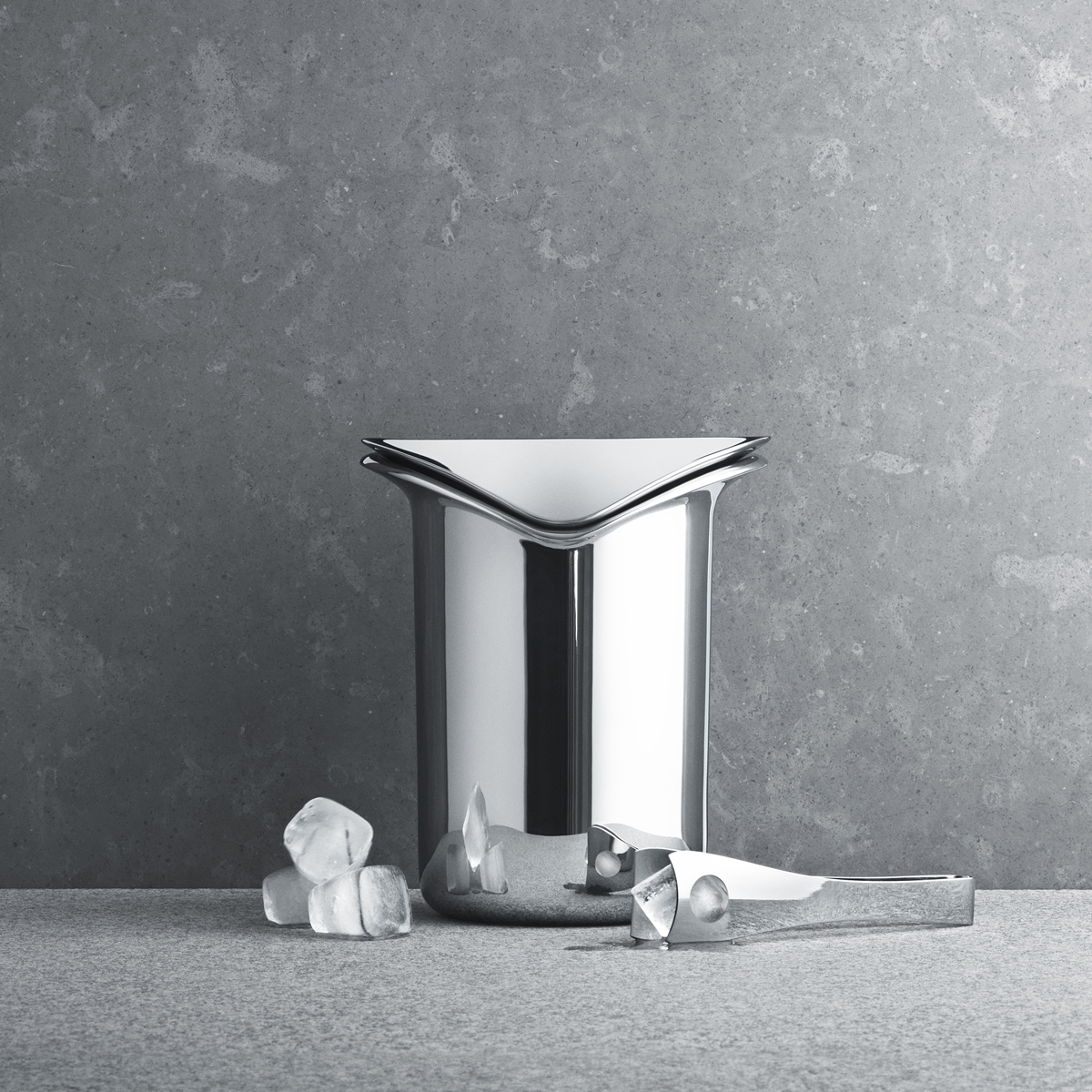 WINE ice bucket with tongs in stainless steel Jensen
