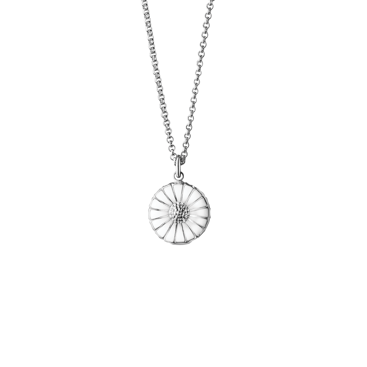 Daisy flower silver and enamel pendant | Georg Jensen