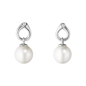 MAGIC 耳环 - 18k 白金搭配珍珠和钻石