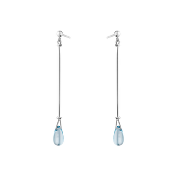 Torun Long Earrings in sterling silver and blue topaz