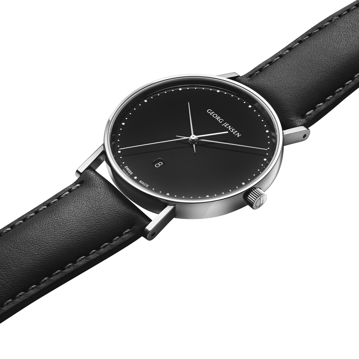 Koppel 41mm watch with black dial and strap Jensen