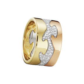 FUSION （三件式）18K 黃金 - 玫瑰金 - 白金戒指鑲嵌明亮式切割鑽石