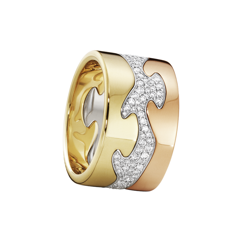 FUSION 3-piece ring - 18 kt. yellow gold, rose gold and white gold with brillant cut diamonds