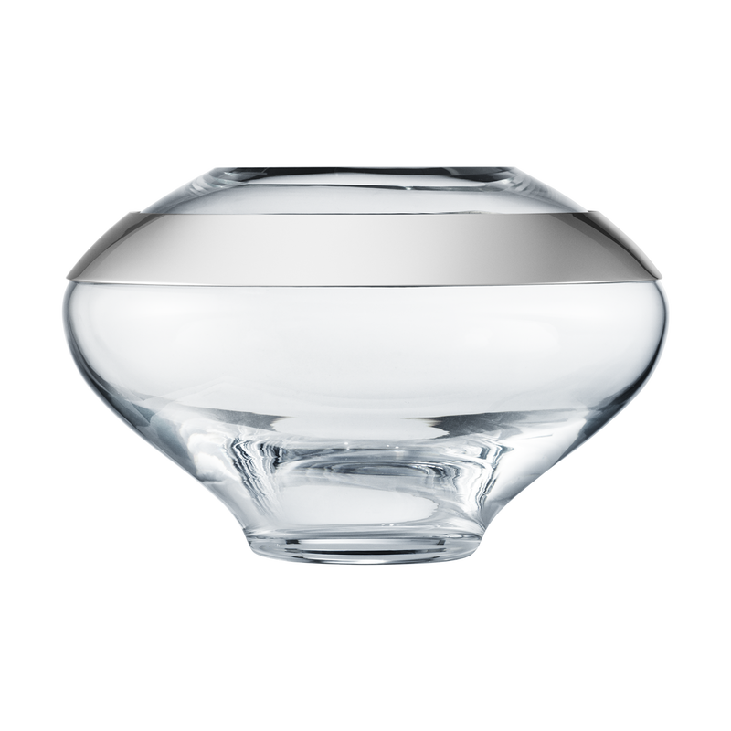 DUO small sculptural vase in mouthblown glass and stainless steel