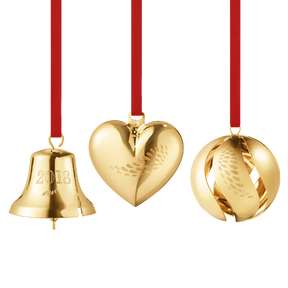 2018 Heart, Bell and Ball Collectibles gift set - gold plated