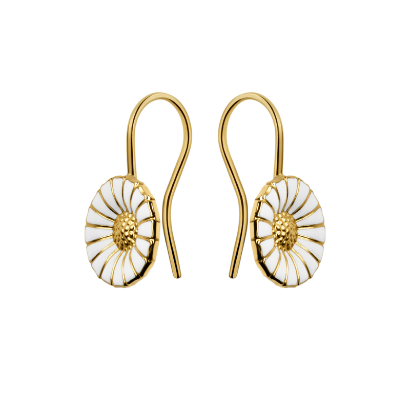 Daisy Gold Plated Earrings With White Enamel Georg Jensen