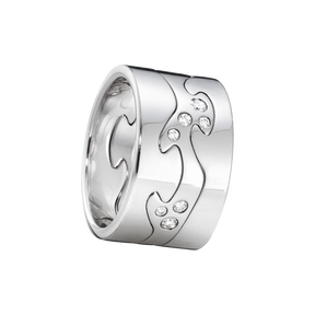 FUSION (三件式) - 18K 白金戒指鑲嵌明亮式切割鑽石