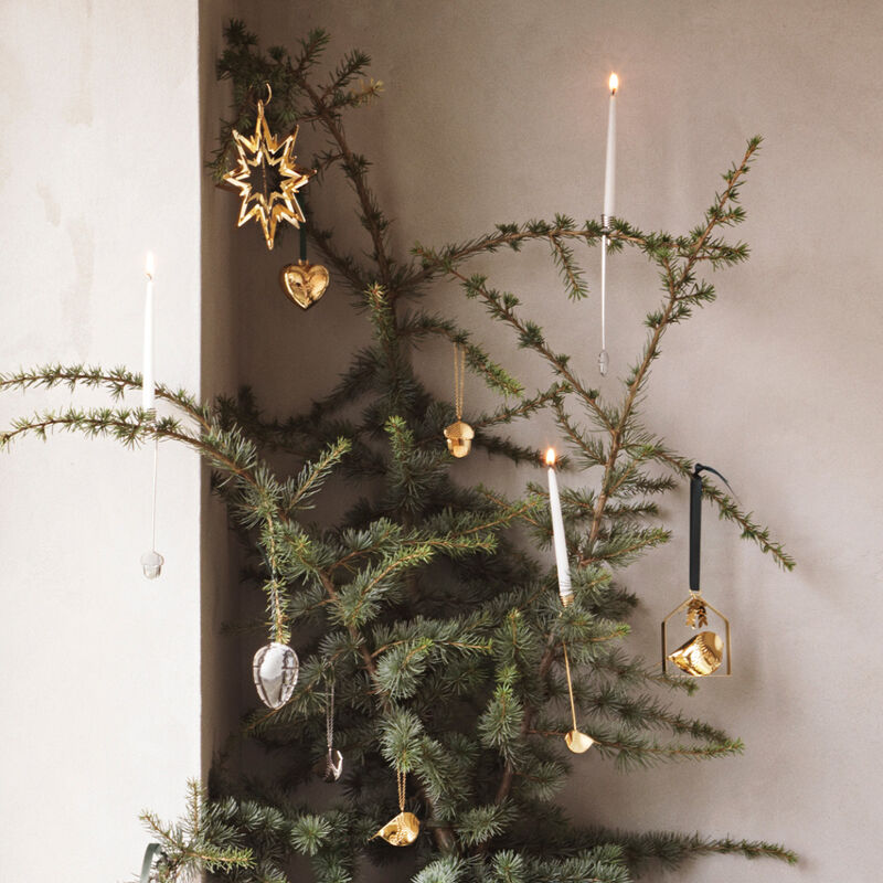 2018 Ornament Acorn And Winter Bird Set - Gold Plated - 2018 Ornament Acorn And Winter Bird Set - Gold Plated